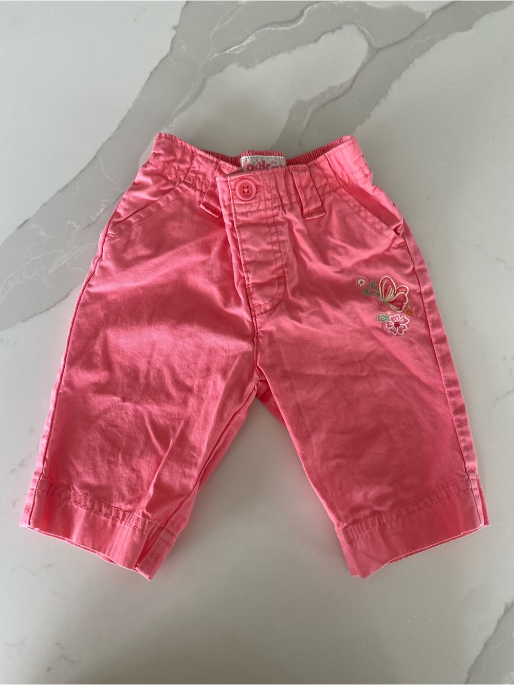 Vintage 90’s OshKosh b’gosh girls pink butterfly floral embroidered Capri Pants